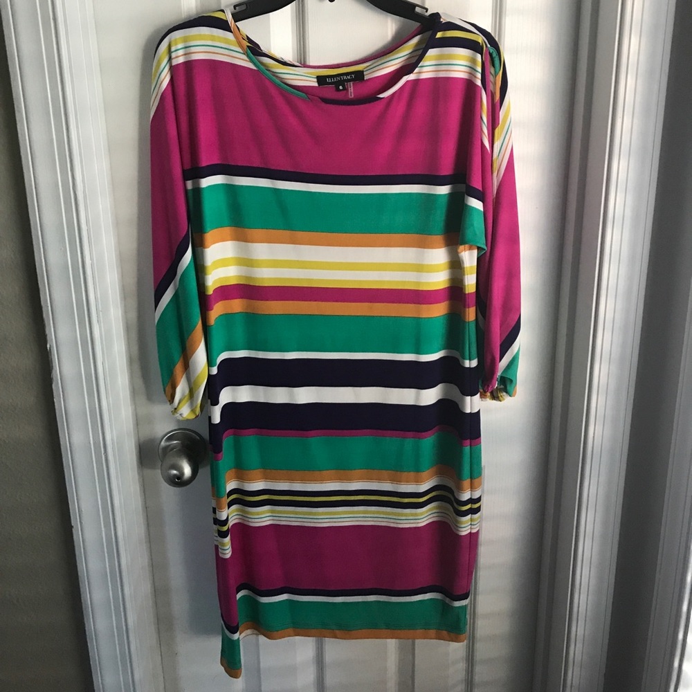 Ellen Tracy open sleeve multicolor shift d…